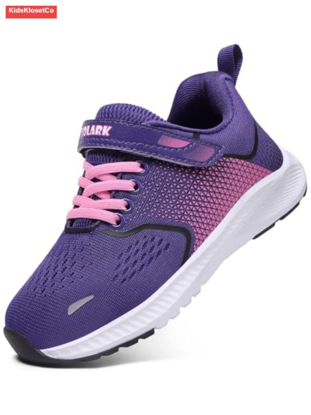 Kids Athletic Sneakers Breathable Knit Lightweight Hook Loop Non-Slip Rubber